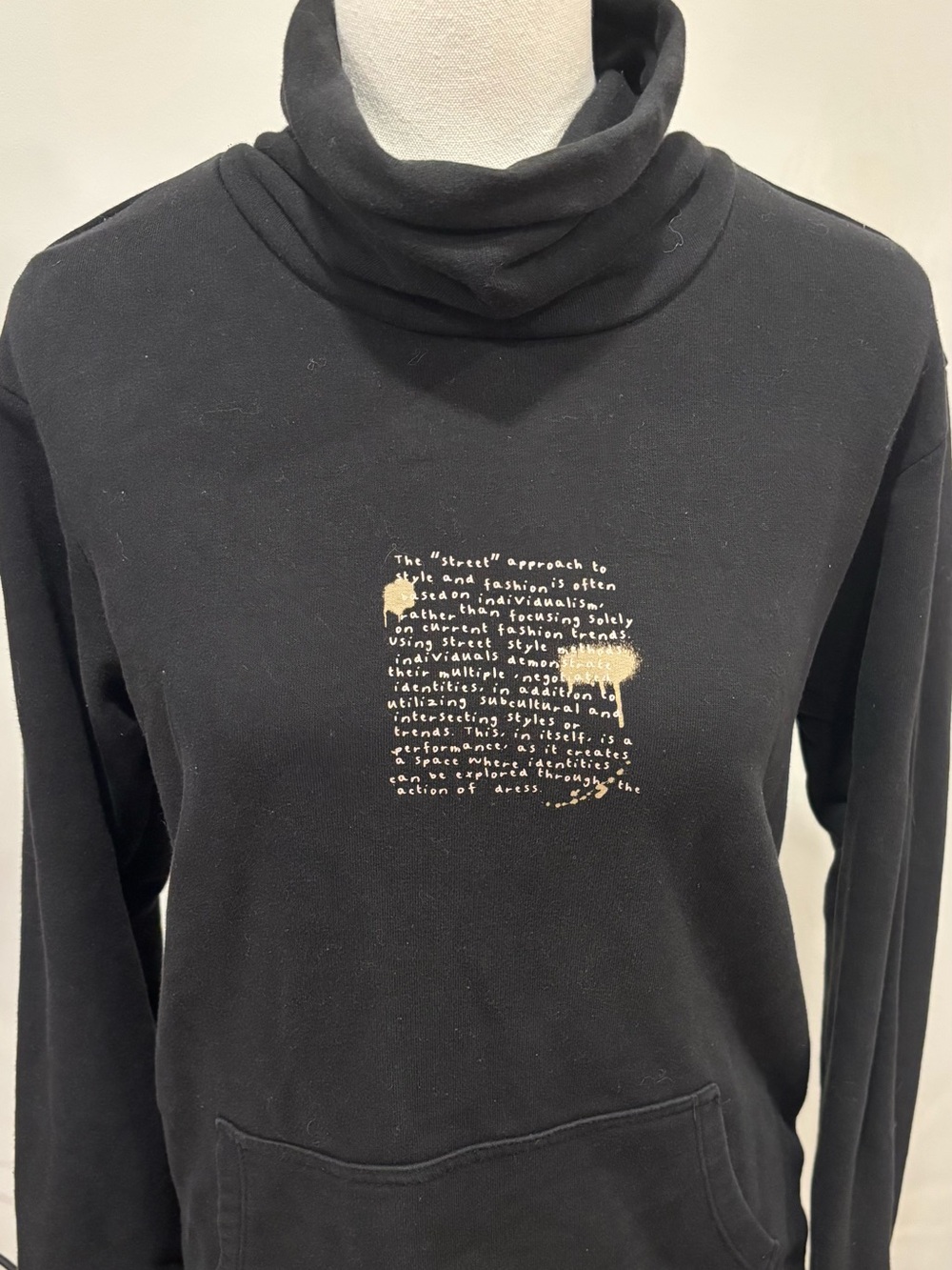 LCW Casual XS Black Funnel Neck Streetwear Sweatshirt Graphic Pullover Y2K